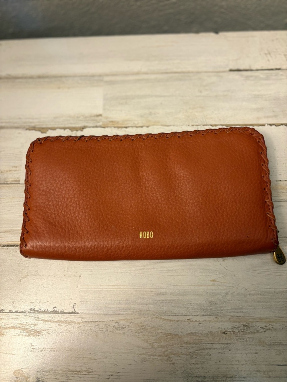 HOBO Chestnut Whipstitch Zip Wallet